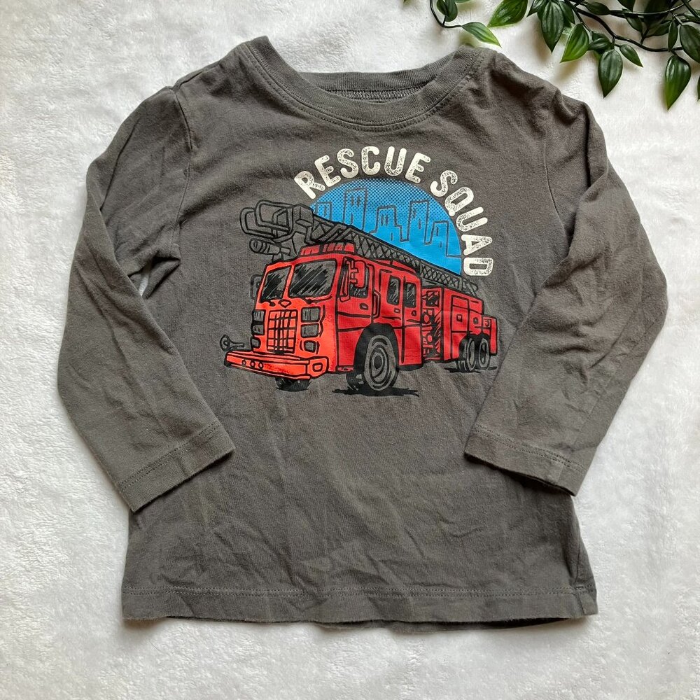 Carter’s Rescue Squad Fire Truck Long Sleeve Shirt 18M Toddler Graphic Tee